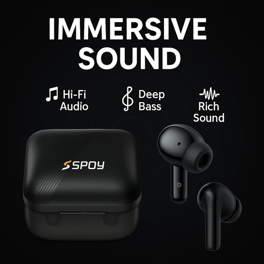 SPOY Prime Buds | 25H Playtime | Bluetooth 5.4 | IPX5 Waterproof | Touch Control | True Wireless Earbuds