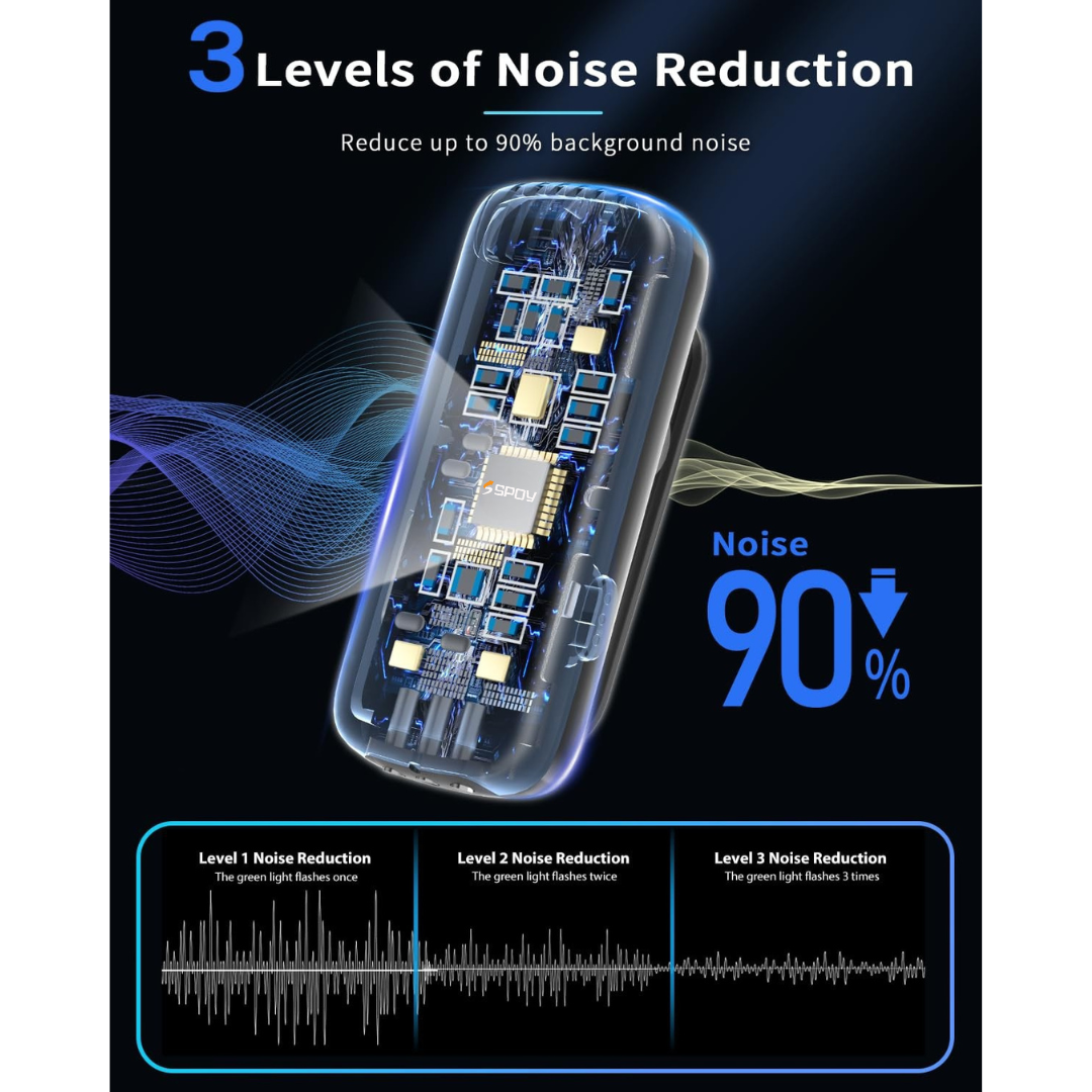 स चार्जिंग केस के साथ SPOY AB3 वायरलेस माइक लावेलियर माइक्रोफोन