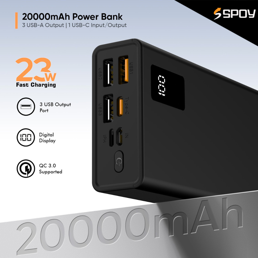 SPOY 20000mAh Power Bank – 23W Fast Charging