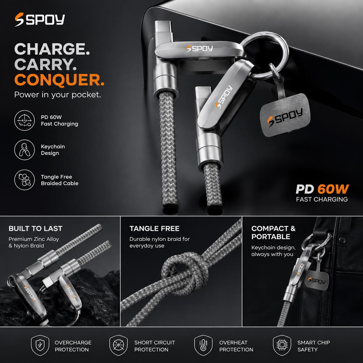 SPOY Aluminum Type-C to Type-C Cable