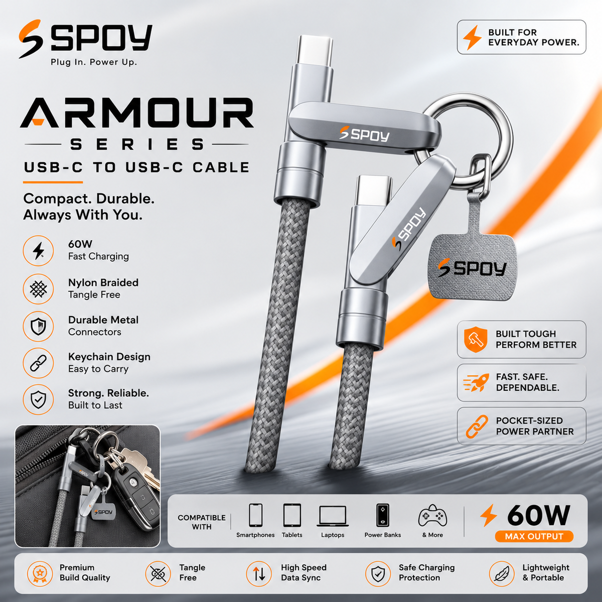 SPOY Aluminum Type-C to Type-C Cable
